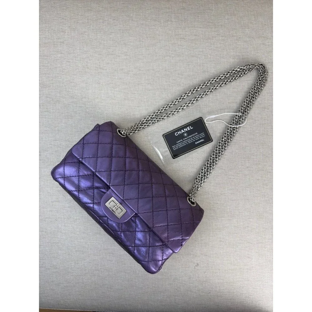 CHANEL Iridescent Purple Calfskin Reissue 2.55 Classic Flap 226 SHW